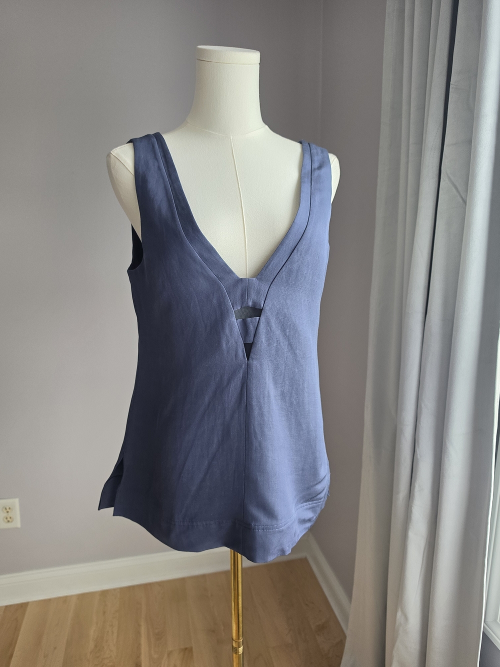 Reiss Deep V Ladder-Strap Camisole - Slate Blue